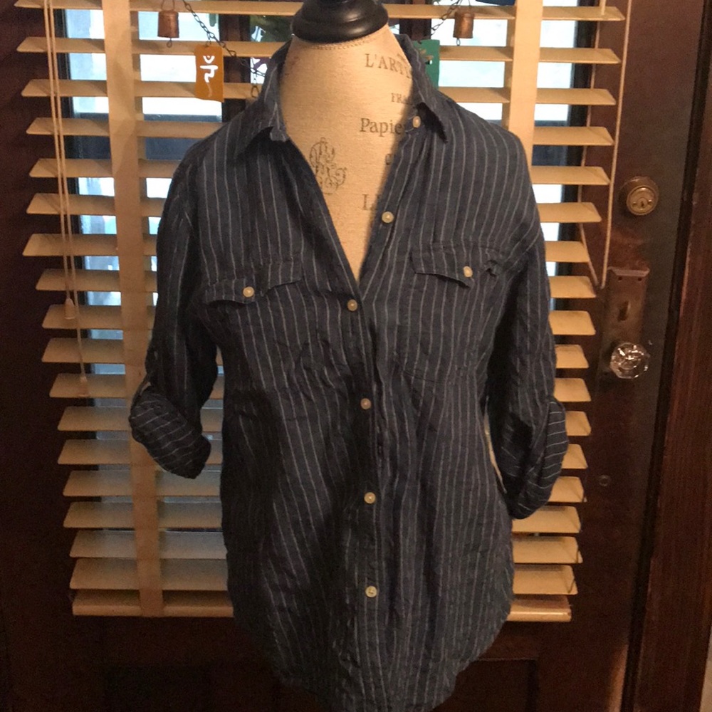 Lauren by Ralph Lauren linen button down shirt